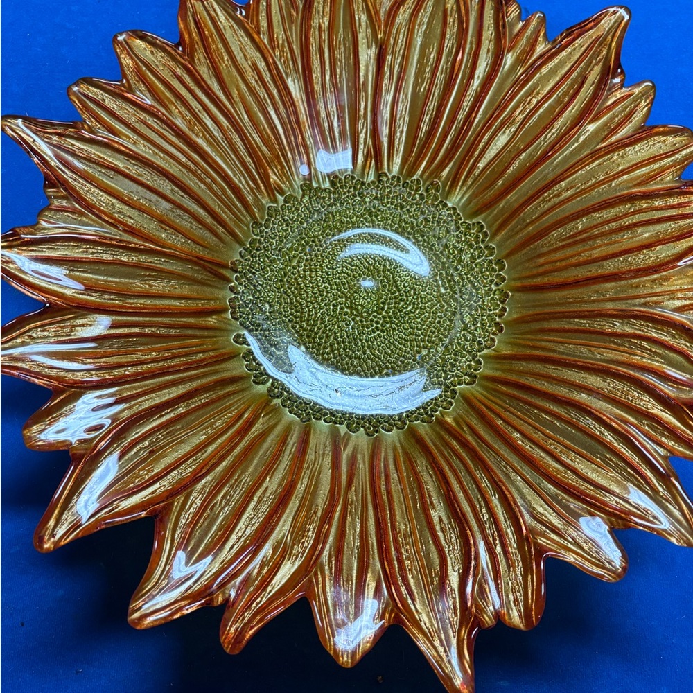 Sunflower Ceramic Wall Art in Orange and Green